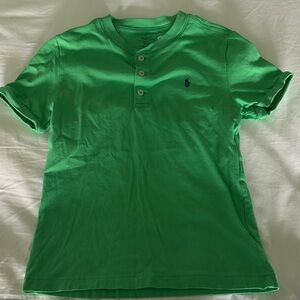 Ralph Lauren Bright Green Short Sleeve Henley with Embroidered Pony